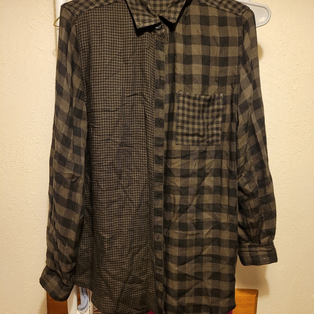 Beachlunchlounge Green Plaid M Long Sleeve Soft